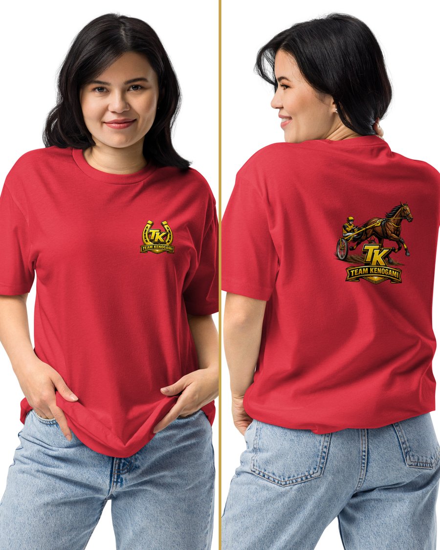 T-shirt rouge Team Kénogami, vue avant et arrière